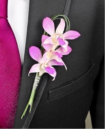 CHIC PINK ORCHID PROM BOUTONNIERE